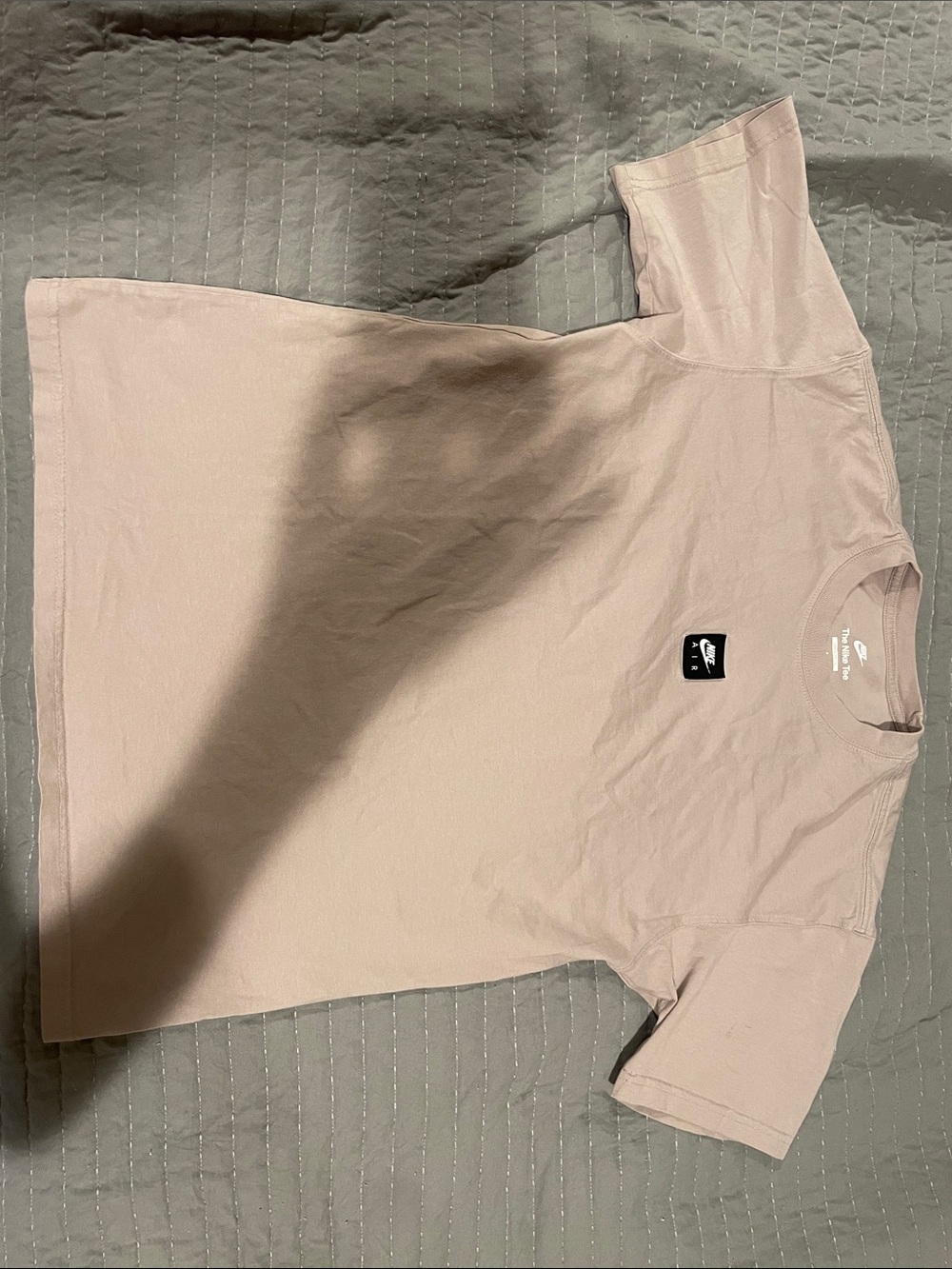 Nike Crewneck T-Shirt in Light Mauve with Black Swoosh Patch